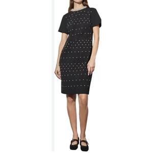 Ming Wang Heritage Fit Embellished Crepe Sheath Dress New With Tags Small